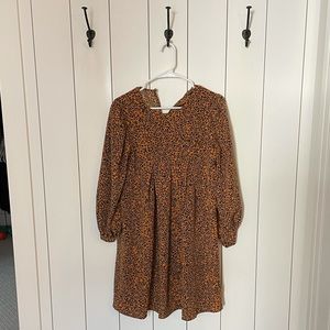 WHO WHAT WEAR Leopard Print Long Sleeve Mini Dress